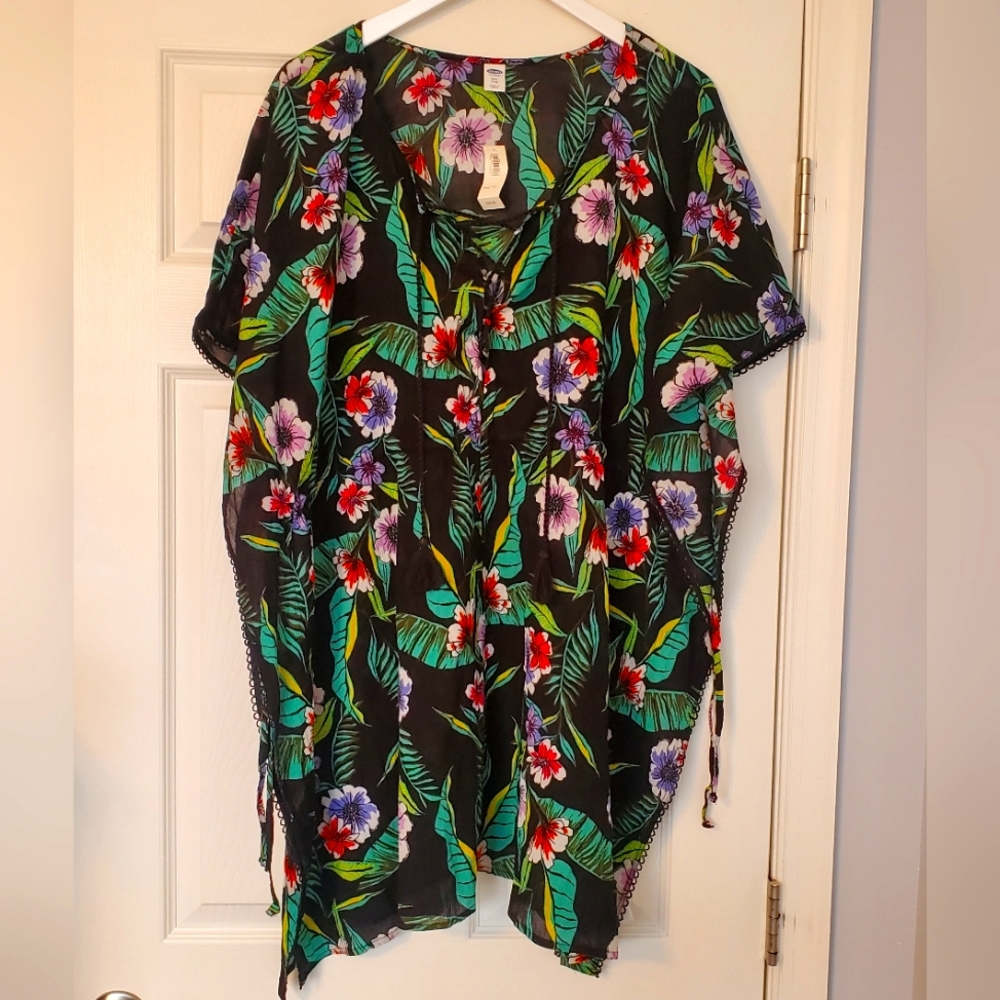 Floral Plus Size Bathing Suite Cover up